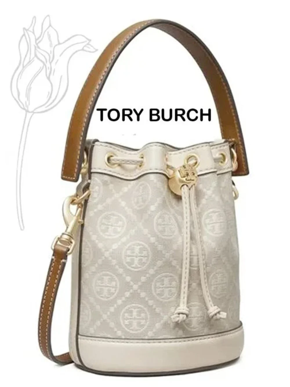 Tory Burch Mini T Monogram Bucket Bag